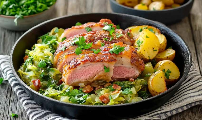 Jarret de Porc au Chou Vert